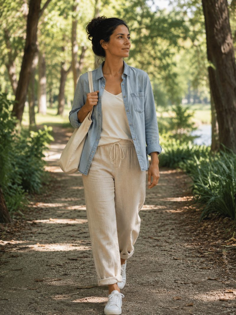 Mujer caminando al aire libre