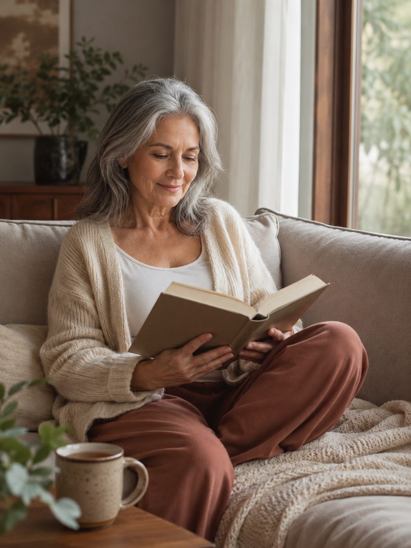 Mujer disfrutando un momento de lectura y calma